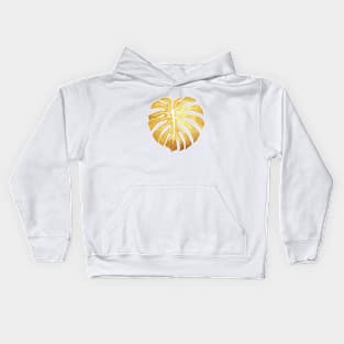 Gold Monstera Leaf Kids Hoodie